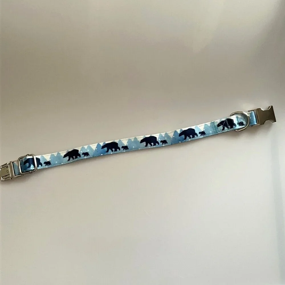 BLUE DOG COLLAR MAMA BEAR AND CUB WITH MOUNTAINS
